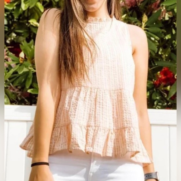 Universal Thread Striped Seersucker Peplum Cotton Tank - NWT - Picture 2 of 11